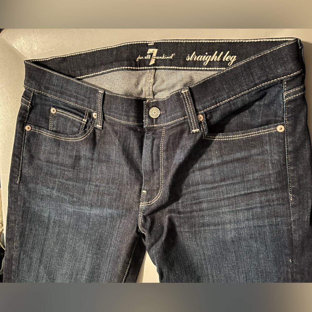 Classic Dark Blue Straight Leg Jeans